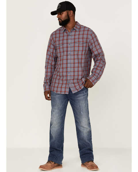 Image #2 - Brothers and Sons Men's Plaid Print Long Sleeve Button Down Western Shirt , Indigo, hi-res
