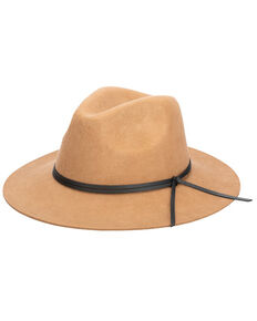 San Diego Hat Company Women's Camel Orchard Hill Knot Trim Wool Felt Fedora Hat, Camel, hi-res