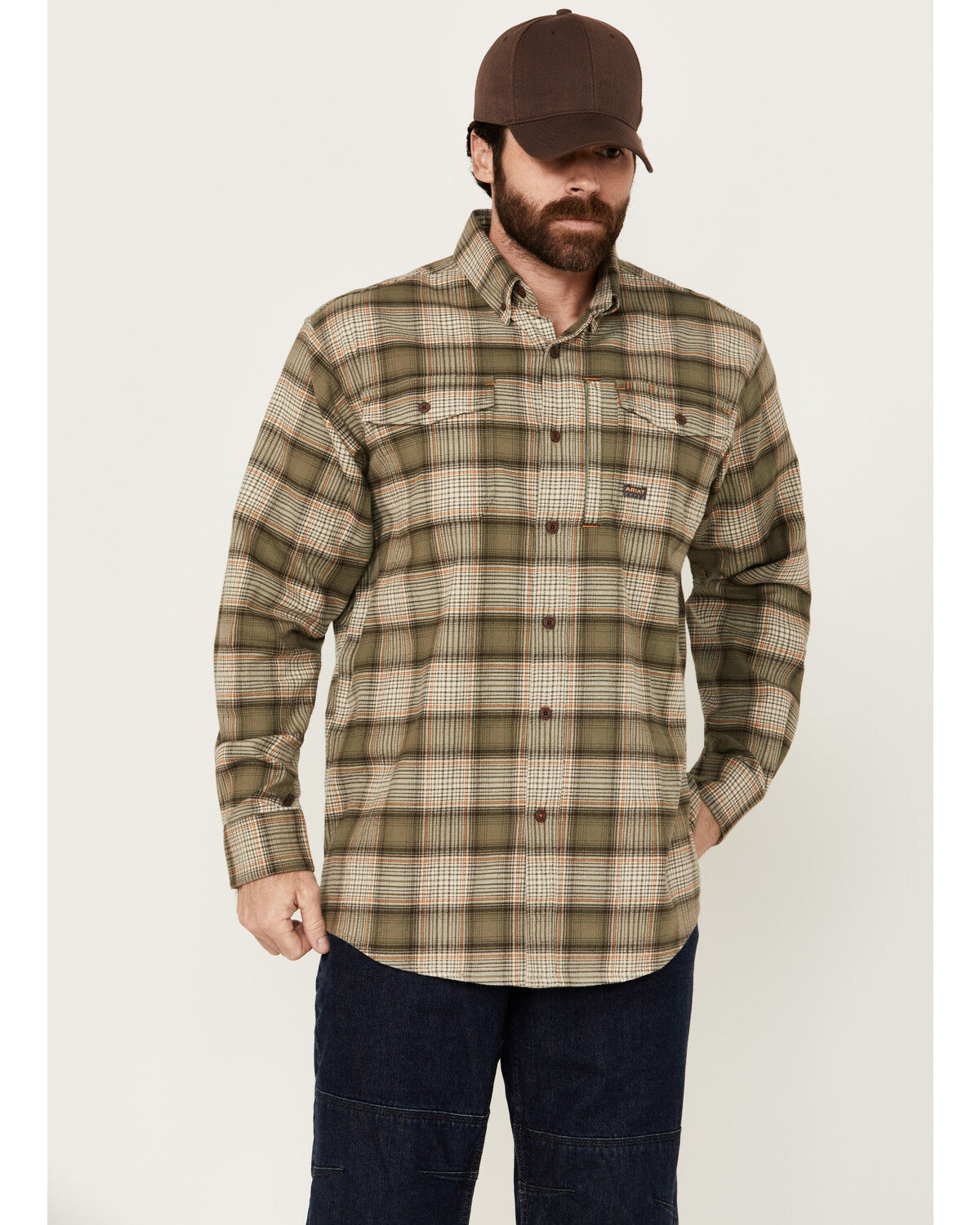 Image #1 - Ariat Men's Rebar DuraStretch Long Sleeve Button-Down Work Shirt, Green, hi-res