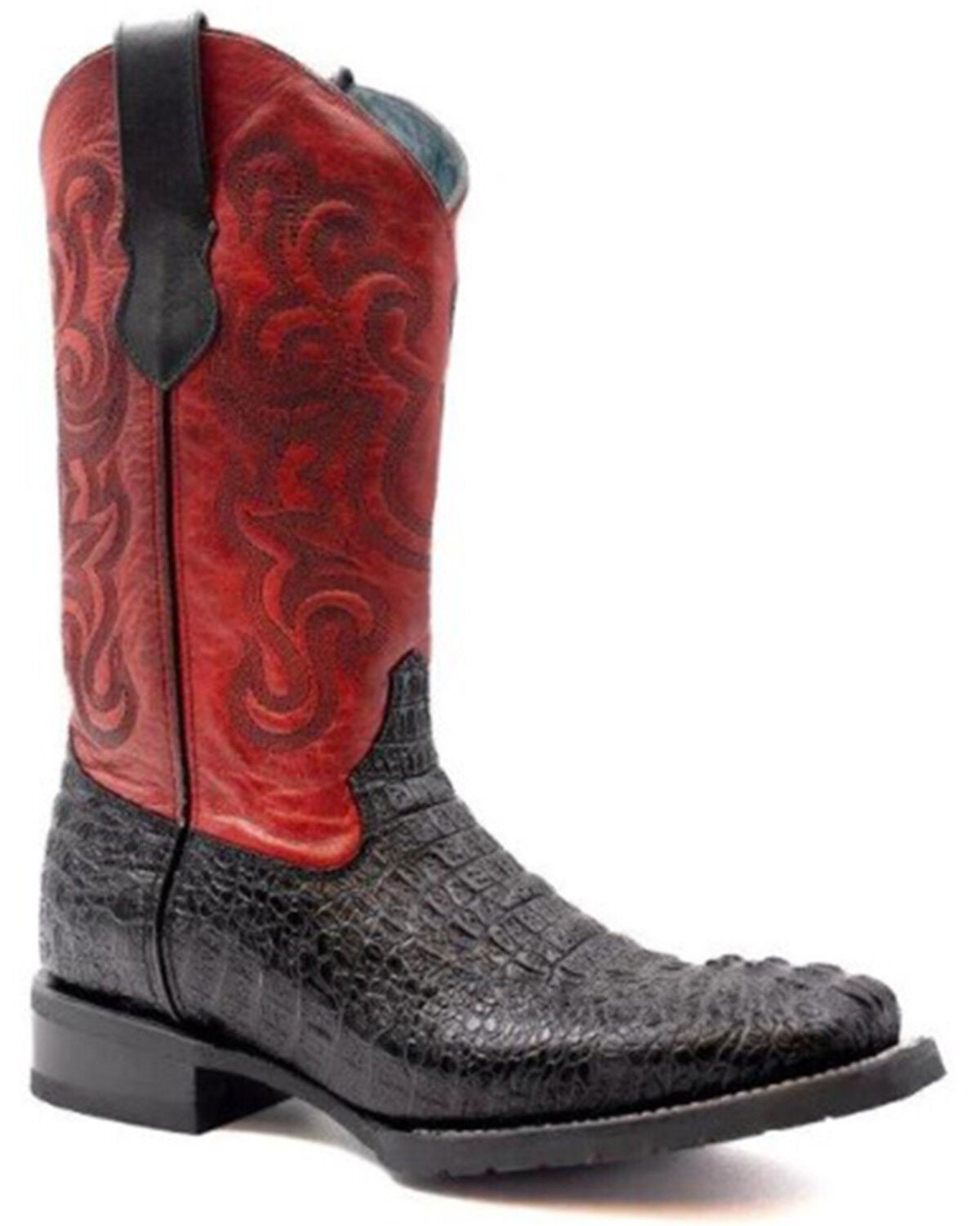 Ferrini Men's Crocodile Print Western Boots - Broad Square Toe, Black, hi-res
