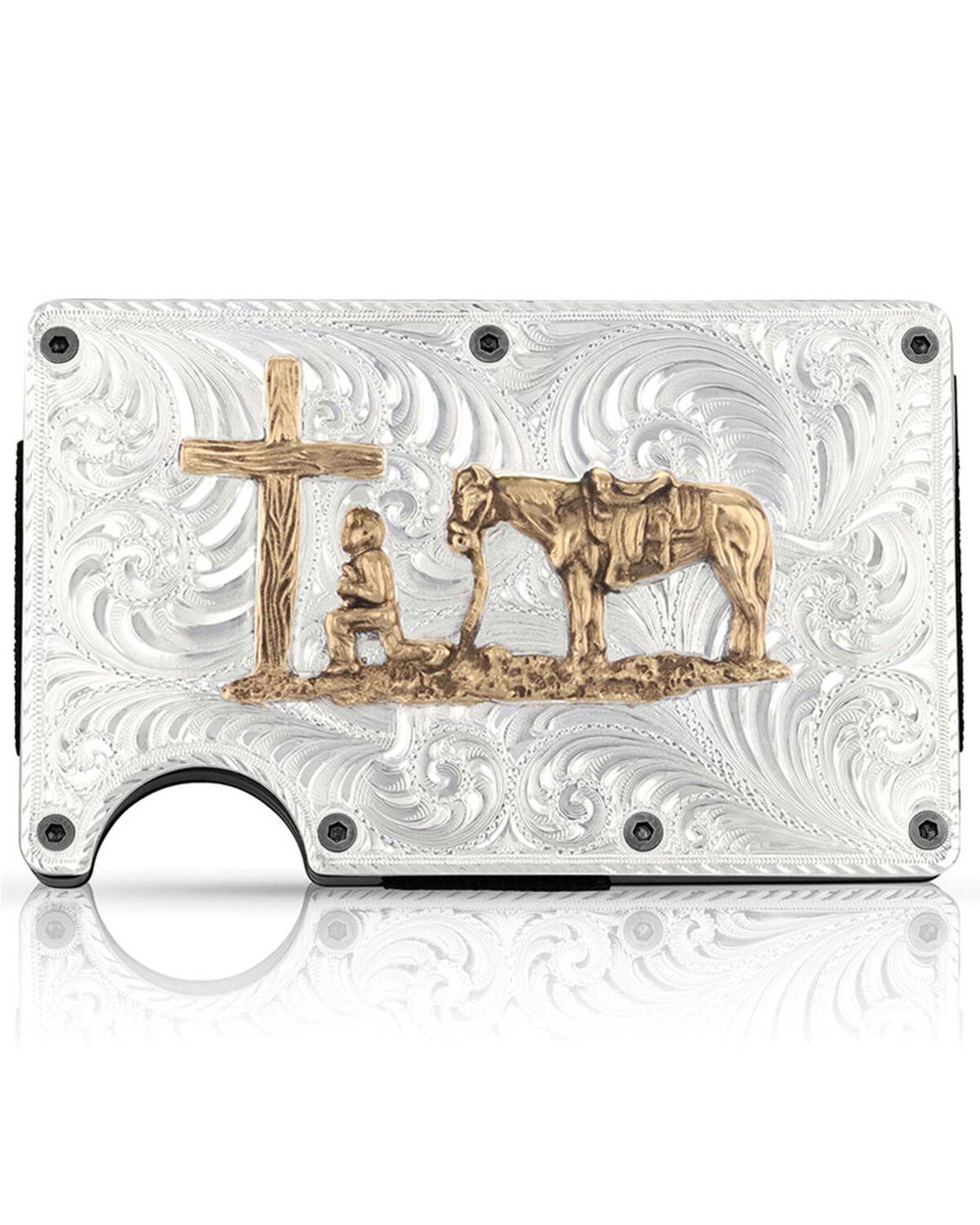 Image #1 - Montana Silversmiths Men's Credit Card & Cash Case With Praying Cowboy, Multi, hi-res