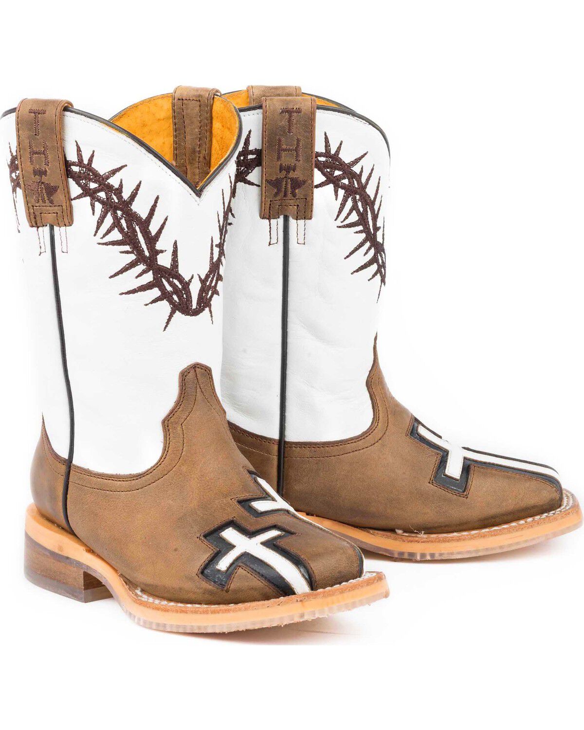Image #2 - Tin Haul Boys' Tan Crosses Western Boots - Square Toe, Tan, hi-res