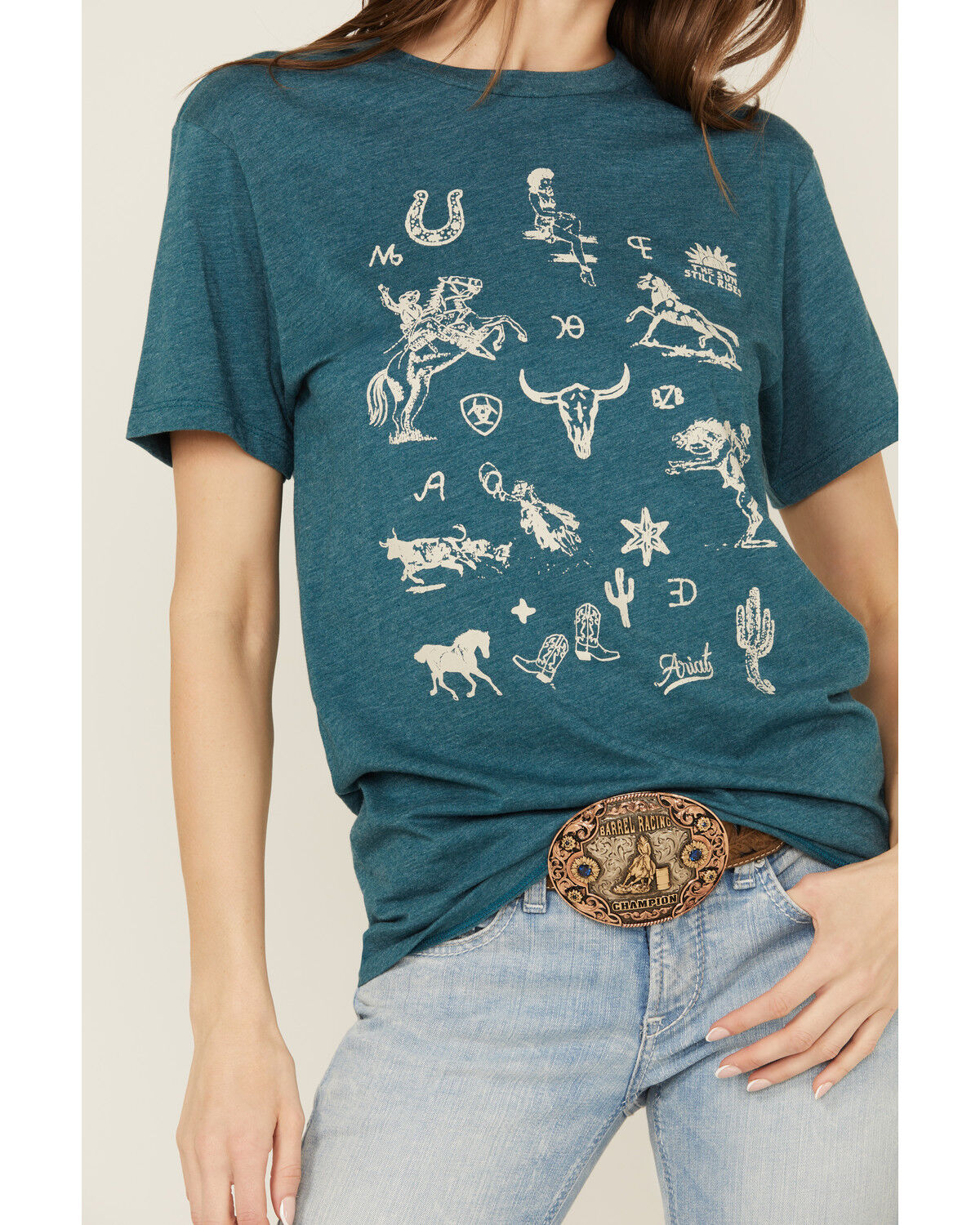 Image #3 - Ariat Women's' Brands Sketchpad Short Sleeve Graphic Tee, Blue, hi-res