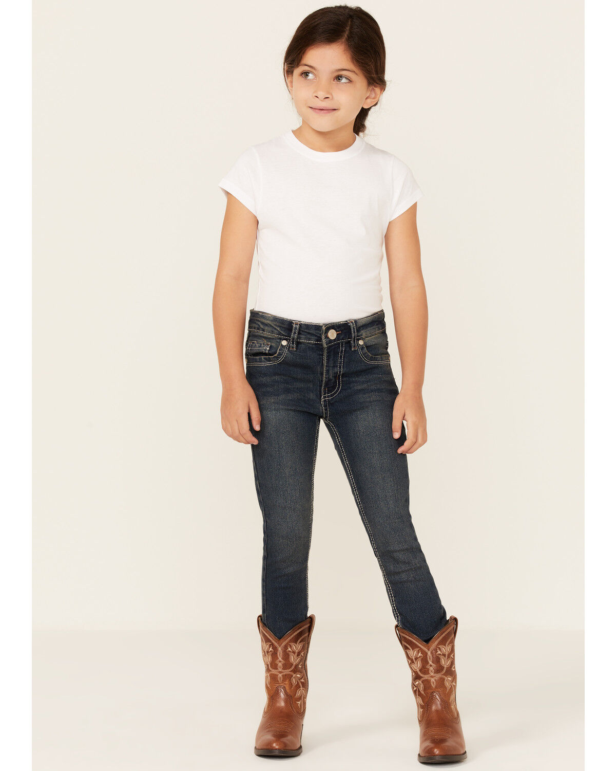 Image #1 - Silver Little Girls' Tammy Dark Wash Bootcut Jeans, Blue, hi-res