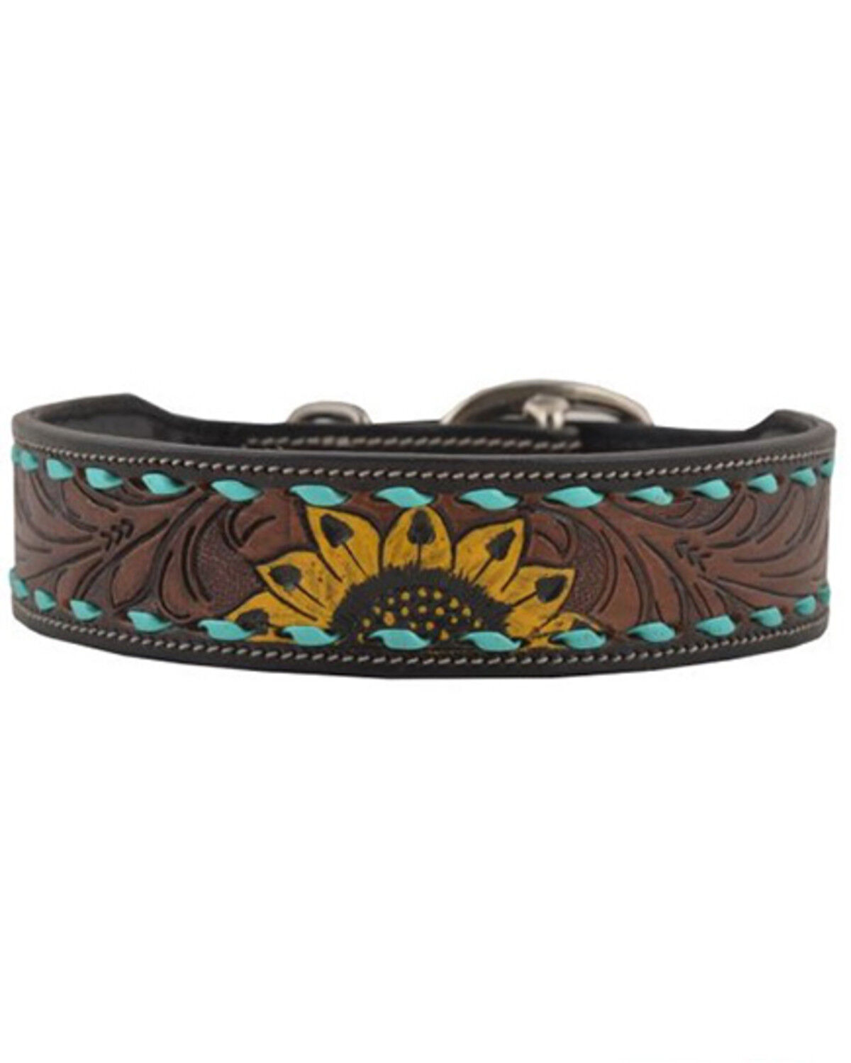 Image #2 - Myra Bag Scenic Hand-Tooled Leather Dog Collar, Brown, hi-res