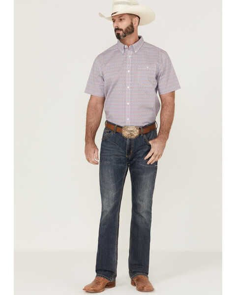 Image #2 - RANK 45® Men's Dude Ranch Geo Button-Down Western Shirt , Blue, hi-res