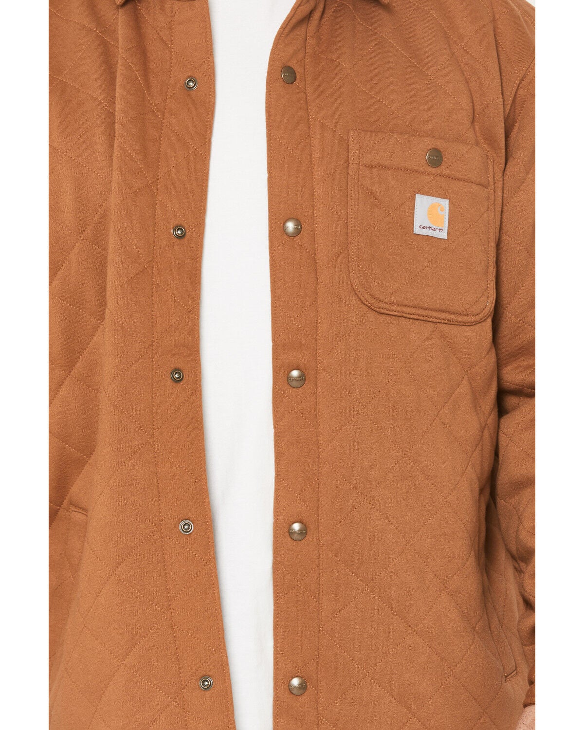 Image #3 - Carhartt Men's Rain Defender&reg; Loose Fit Heavyweight Quilted Snap Front Shirt Jacket, Brown, hi-res