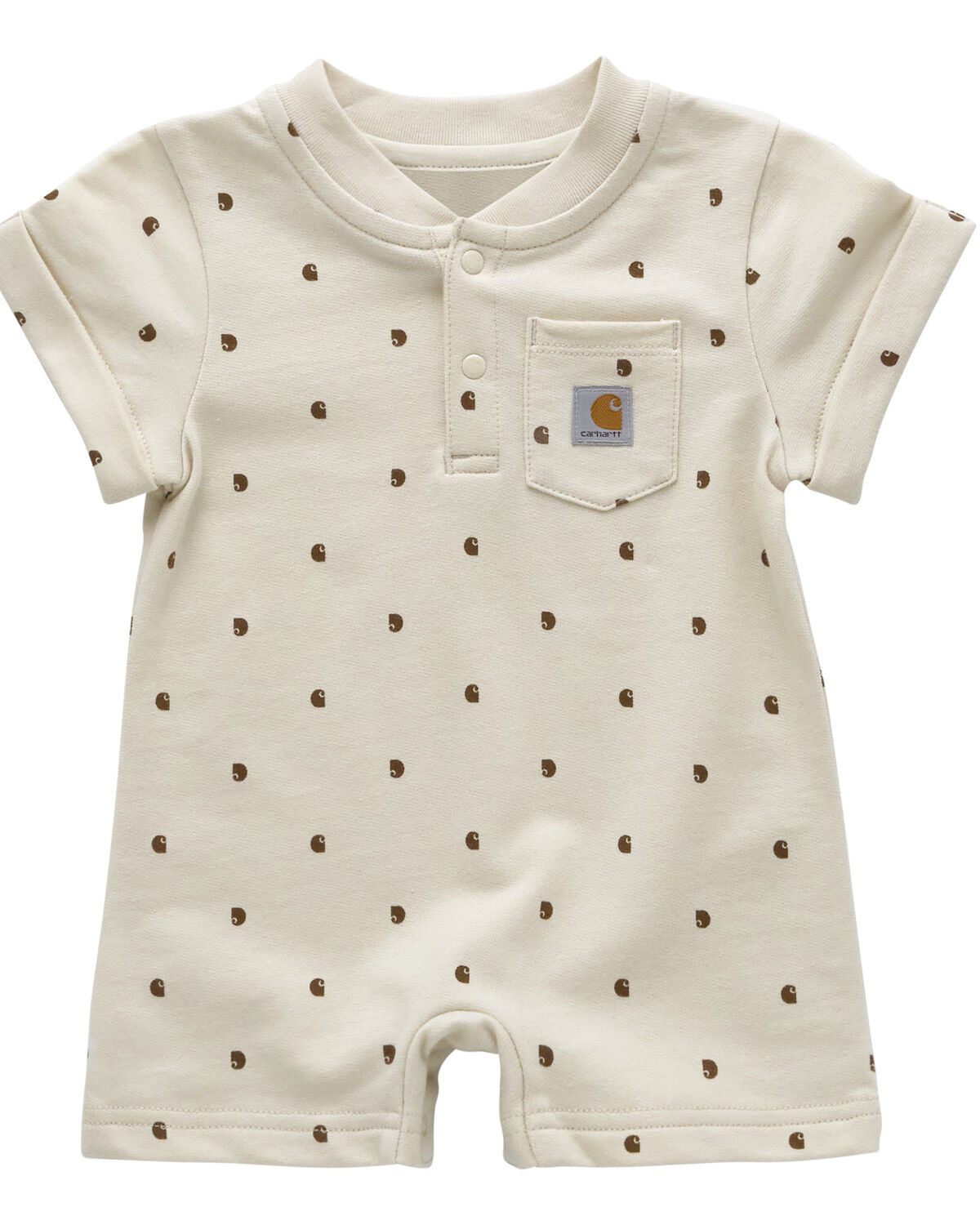 Image #1 - Carhartt Infant Boys' Logo Printed Short Sleeve Onesie, Cream, hi-res