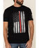 Brothers & Arms Men's Red Line Flag Graphic Short Sleeve T-Shirt , Black, hi-res