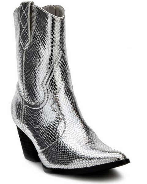 Matisse Women's Bambi Western Booties - Pointed Toe, Silver, hi-res