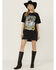 Image #1 - Rock & Roll Denim Women's Desert Short Sleeve Graphic Mini Dress, Black, hi-res