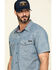 Image #4 - Hawx Men's Rancho Chambray Solid Short Sleeve Work Shirt, Blue, hi-res