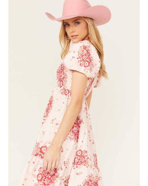 Image #2 - Ariat Women's Short Sleeve Floral Tier Sweetie Dress, Pink, hi-res