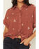Image #3 - June & Hudson Women's Western Embroidered Short Sleeve Tie-Front Top, Red, hi-res