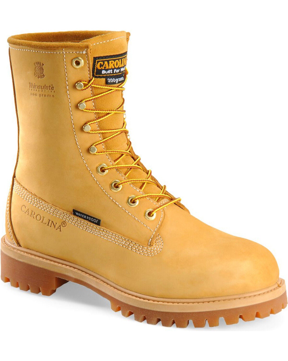Carolina Men's Waterproof Insulated Work Boots - Round Toe, Wheat, hi-res