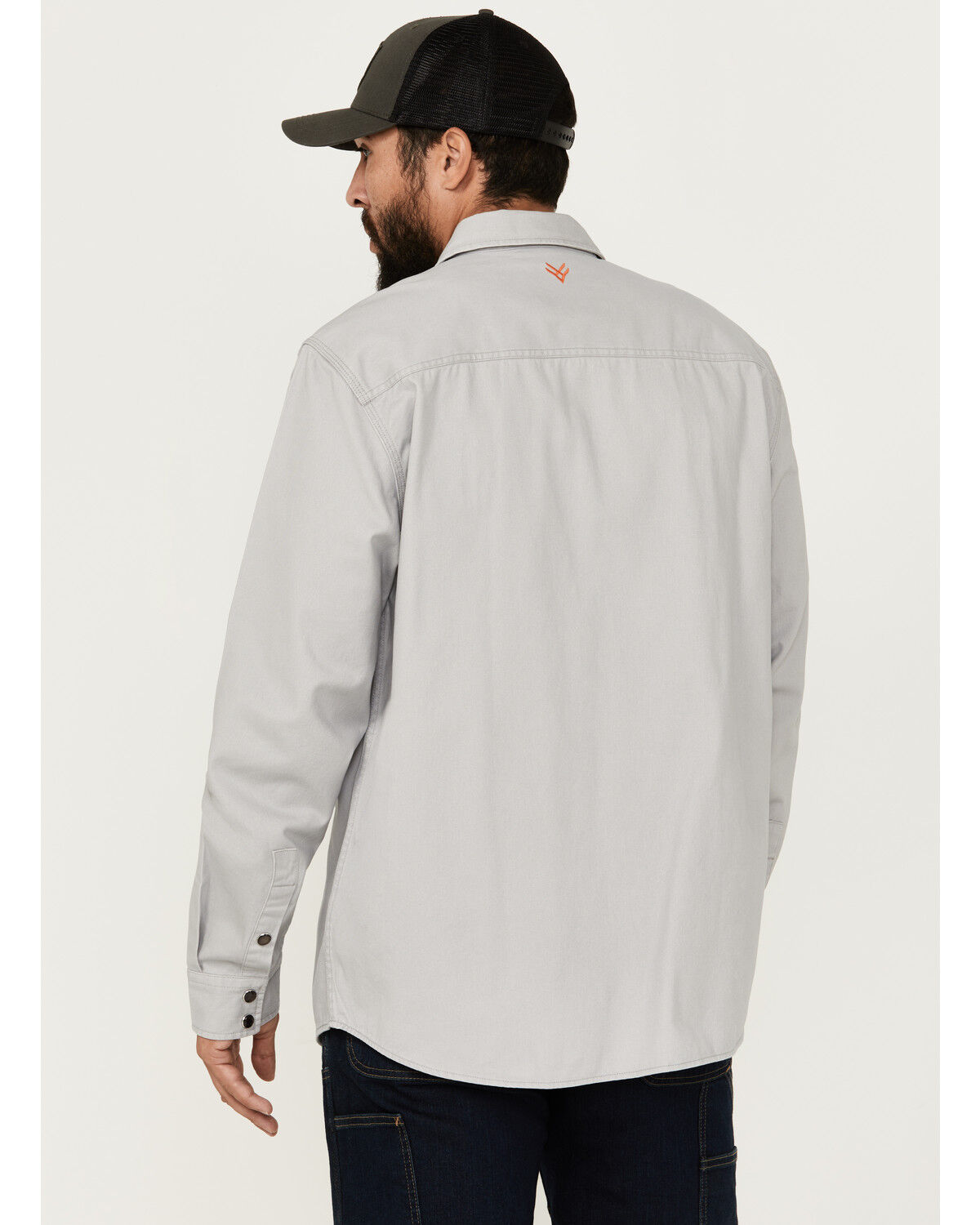 Image #4 - Hawx Men's All Out Woven Solid Long Sleeve Snap Work Shirt - Big, Grey, hi-res