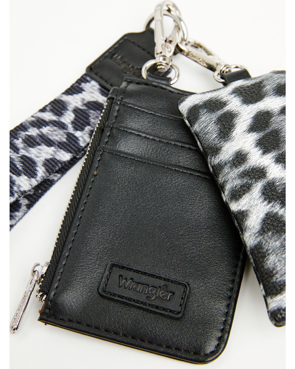 Image #3 - Wrangler Women's Boot Barn Exclusive Leopard Print Keychain Coin Wallet, Black, hi-res
