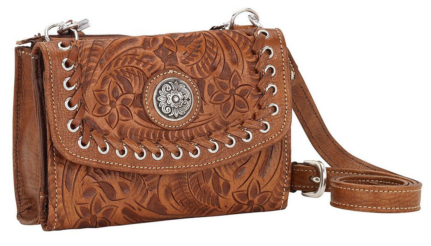 Image #1 - American West Harvest Moon Crossbody Bag, Brown, hi-res