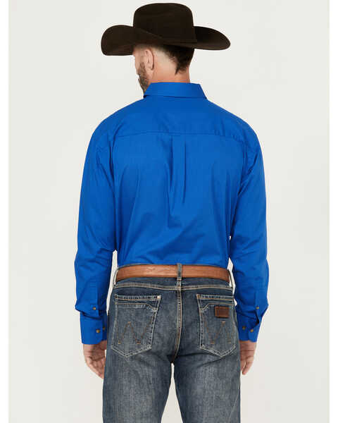 Image #4 - George Strait by Wrangler Men's Solid Long Sleeve Button-Down Stretch Western Shirt, Royal Blue, hi-res