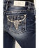 Image #2 - Miss Me Women's Dark Wash Mid Rise Steer Head Pocket Bootcut Stretch Denim Jeans, Dark Wash, hi-res