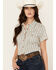 Image #2 - Shyanne Women's Southwestern Print Short Sleeve Snap Western Shirt, Cream, hi-res