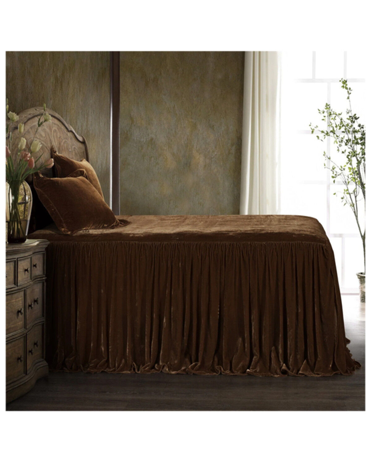 Image #1 - HiEnd Accents Copper Stella Faux Silk & Velvet King 3-Piece Bedspread Set, Copper, hi-res