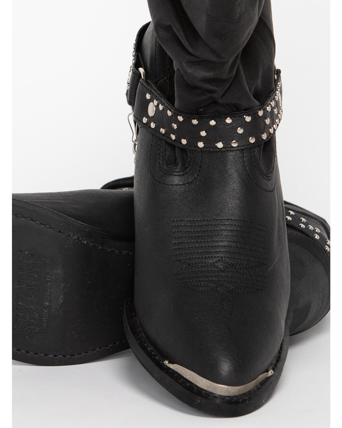 Image #4 - Shyanne Women's Tammye Slouch Harness Fashion Boots - Round Toe, Black, hi-res