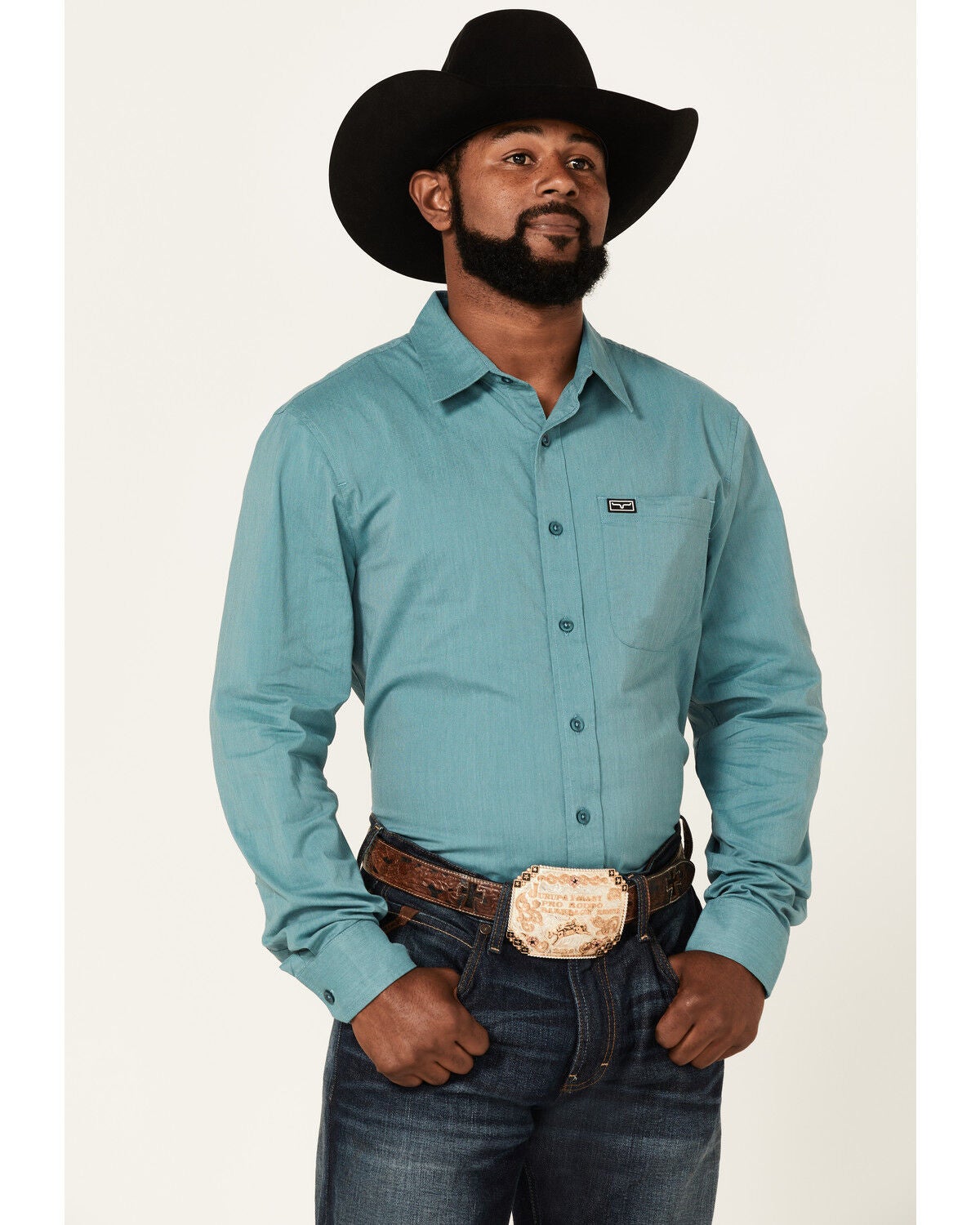 Kimes Ranch Men's Linville Coolmax Button-Down Western Shirt, Blue, hi-res