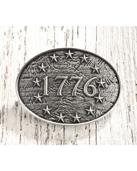 Image #1 - Cody James Men's Antique Silver 1776 Belt Buckle, Silver, hi-res