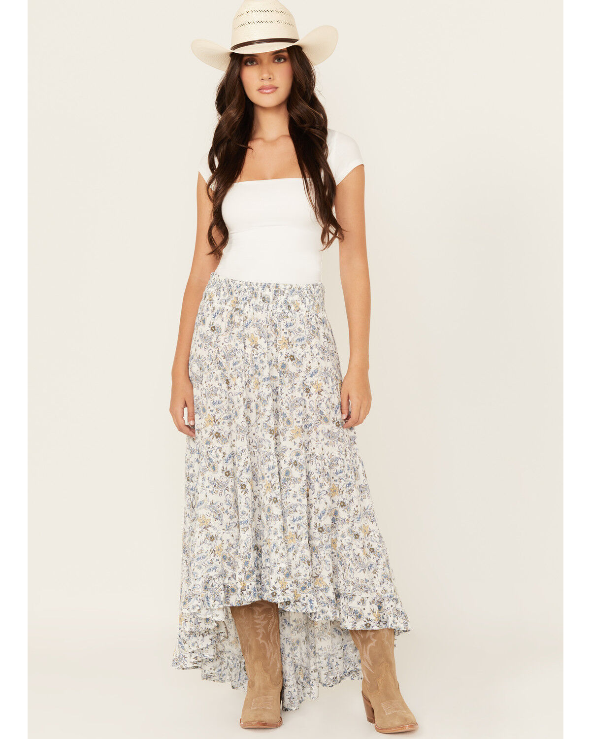 Image #1 - Wild Moss Women's Paisley Print High-Low Midi Skirt, Multi, hi-res
