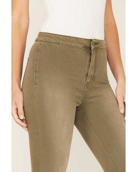 Image #2 - Free People Women's Just Float On High Rise Flare Jeans, Olive, hi-res
