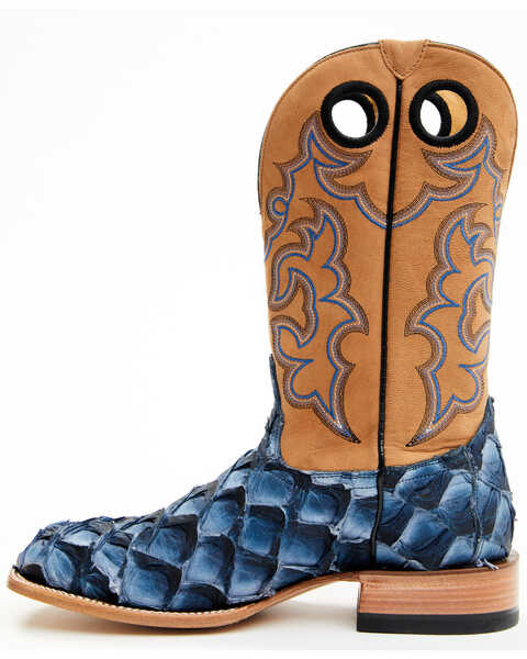 Image #3 - Cody James Men's Exotic Pirarucu Western Boots - Broad Square Toe , Blue, hi-res