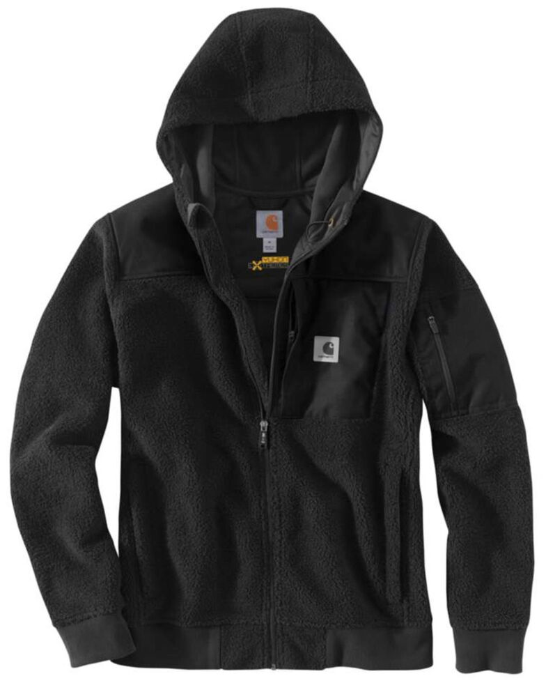 Carhartt Men's Black Yukon Extremes Wind Fighter Fleece Active Hooded Work Jacket, Black, hi-res