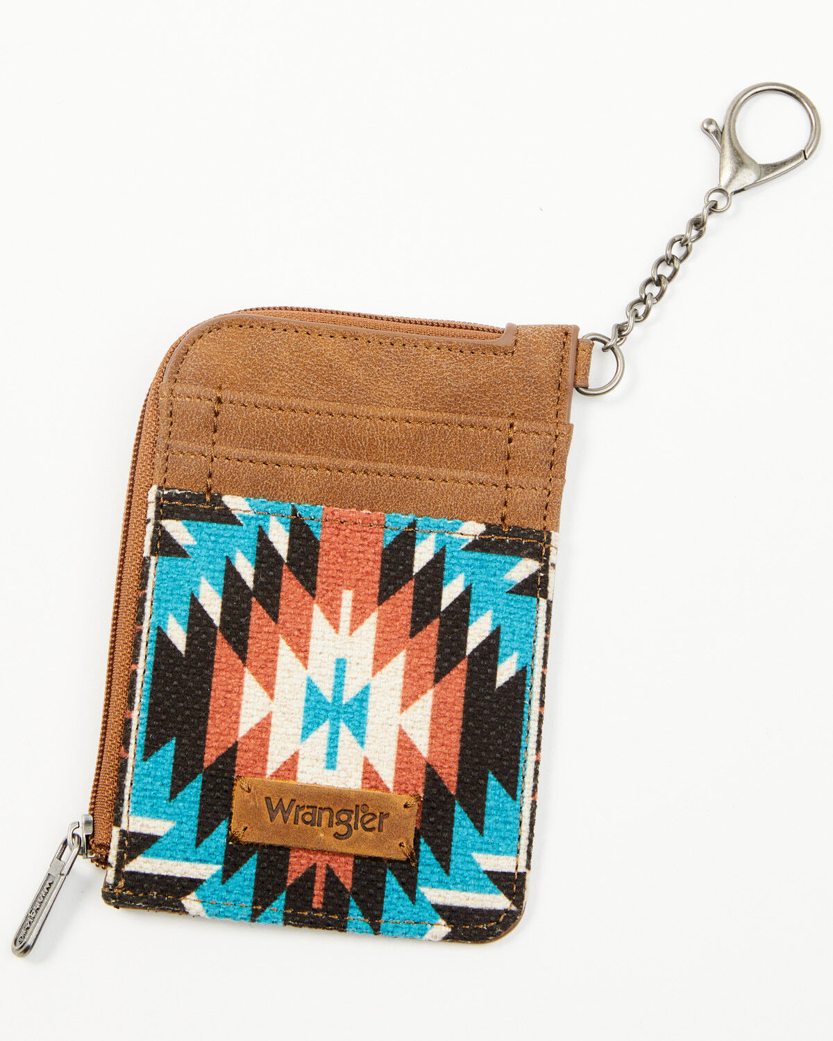 Image #1 - Wrangler X Boot Barn Women's Southwestern Print Mini Zip Wallet, Turquoise, hi-res