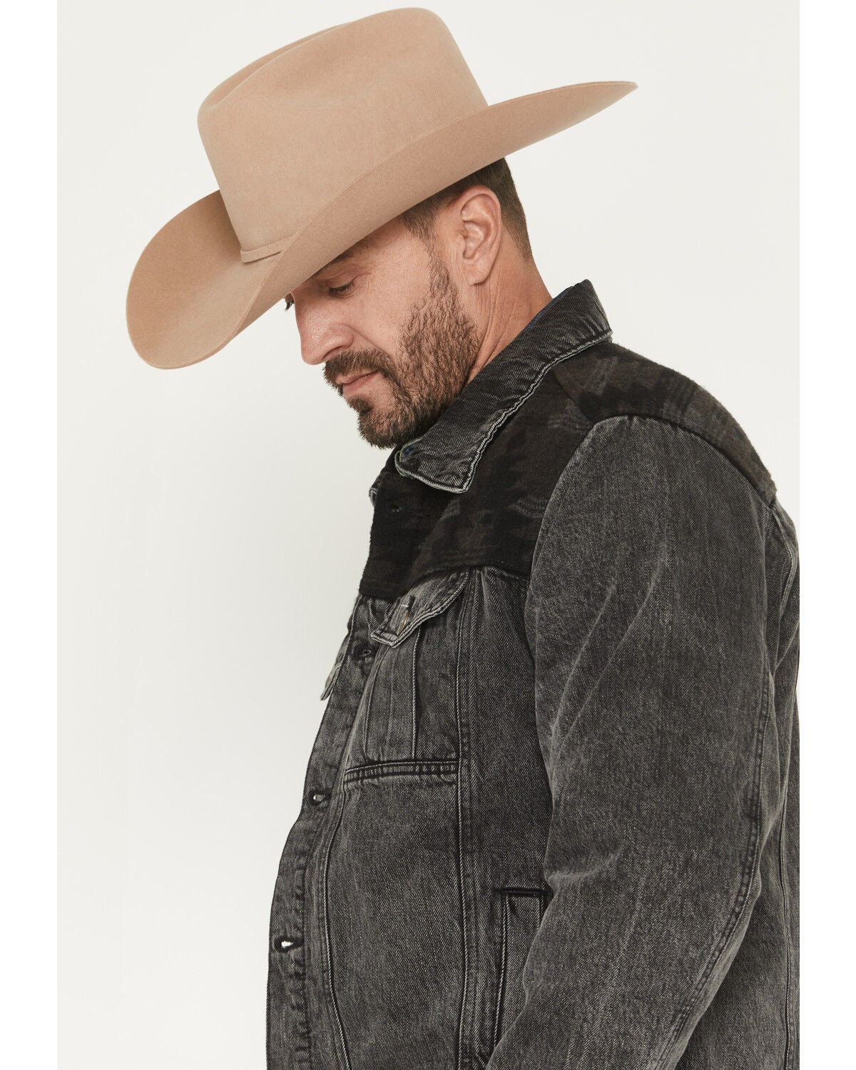Image #2 - Cody James Men's Blanket Yoke Denim Jacket, Black, hi-res