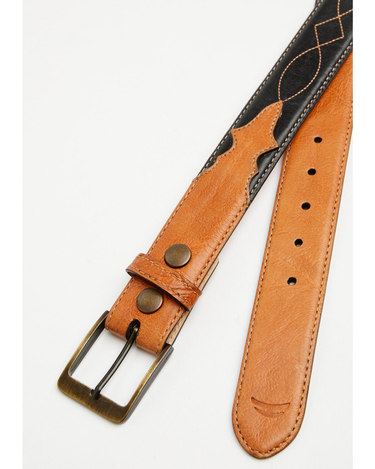 Image #2 - Hondo Boots Men's Boot Barn Exclusive Spanish Shoulder Leather Belt, Cognac, hi-res