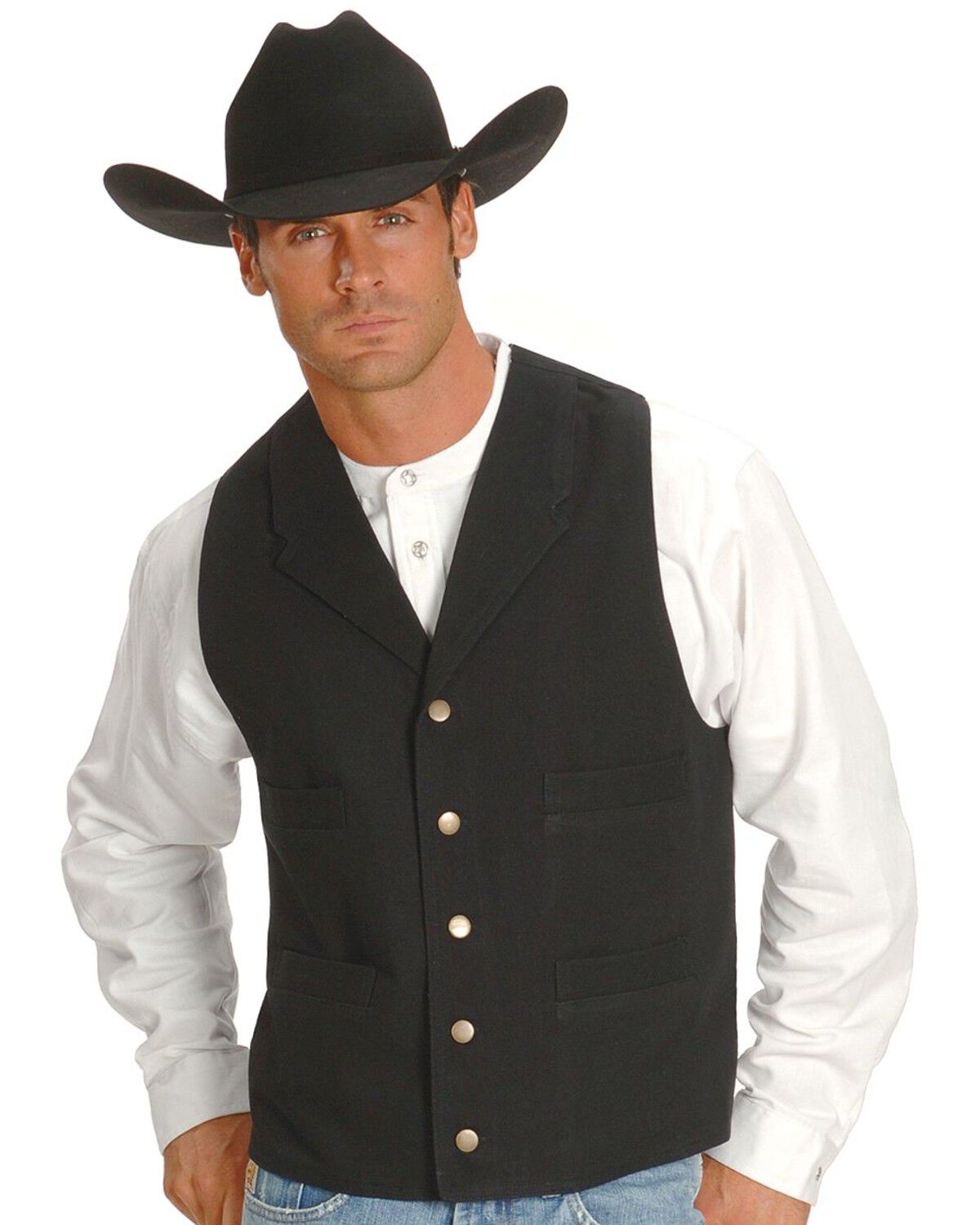 Rangewear by Scully Frontier Canvas Vest, Black, hi-res