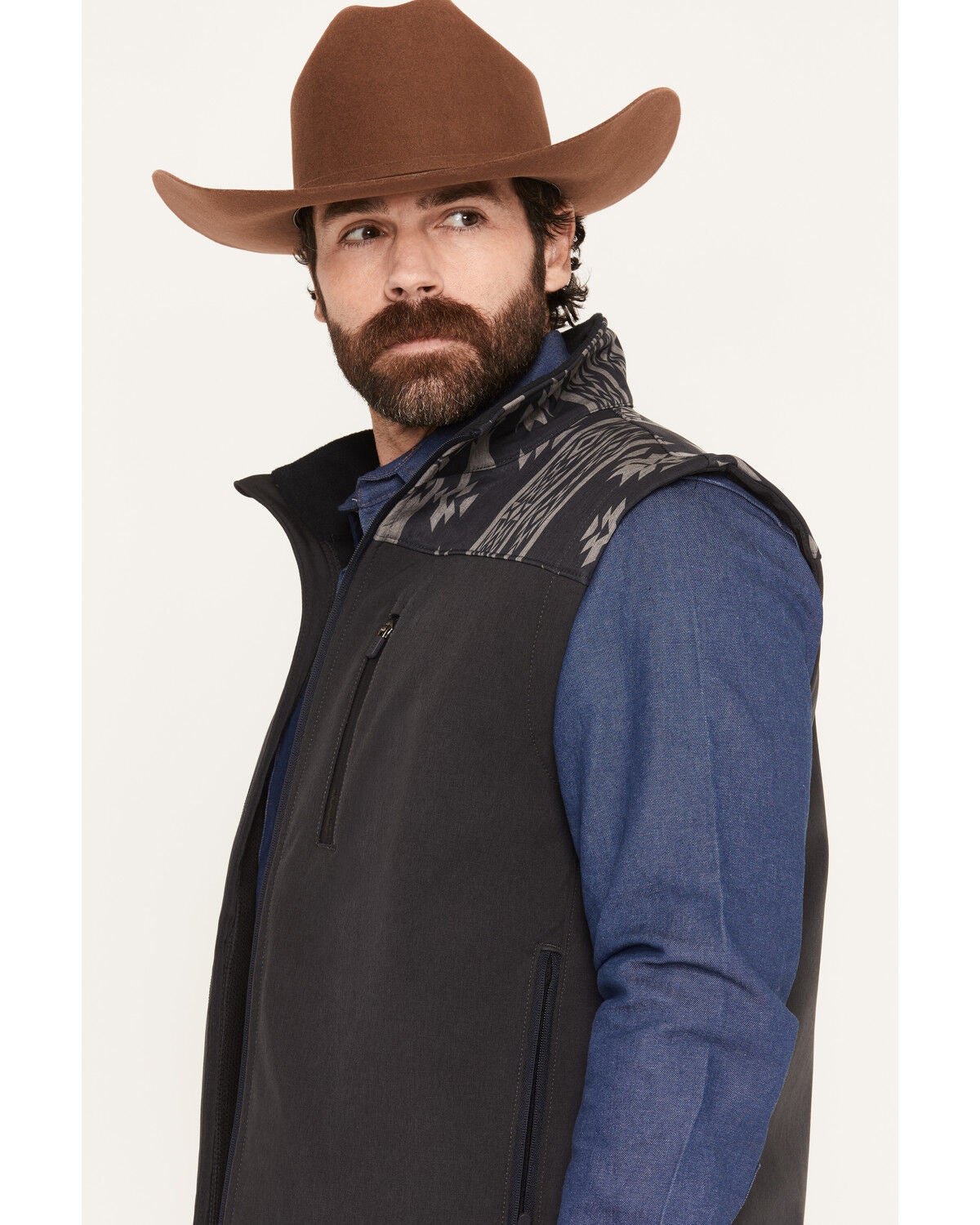 Image #2 - Hooey Men's Jackson Camo Color Block Softshell Vest, Black, hi-res