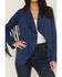 Image #3 - Shyanne Women's Cascade Front Fringe Faux Suede Fringe Jacket, Navy, hi-res