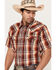 Image #2 - Moonshine Spirit Men's Hound Dog Plaid Print Short Sleeve Snap Western Shirt, Dark Brown, hi-res