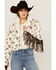 Image #1 - Panhandle Women's Conversation Print Fur Fringe Jacket, Cream, hi-res
