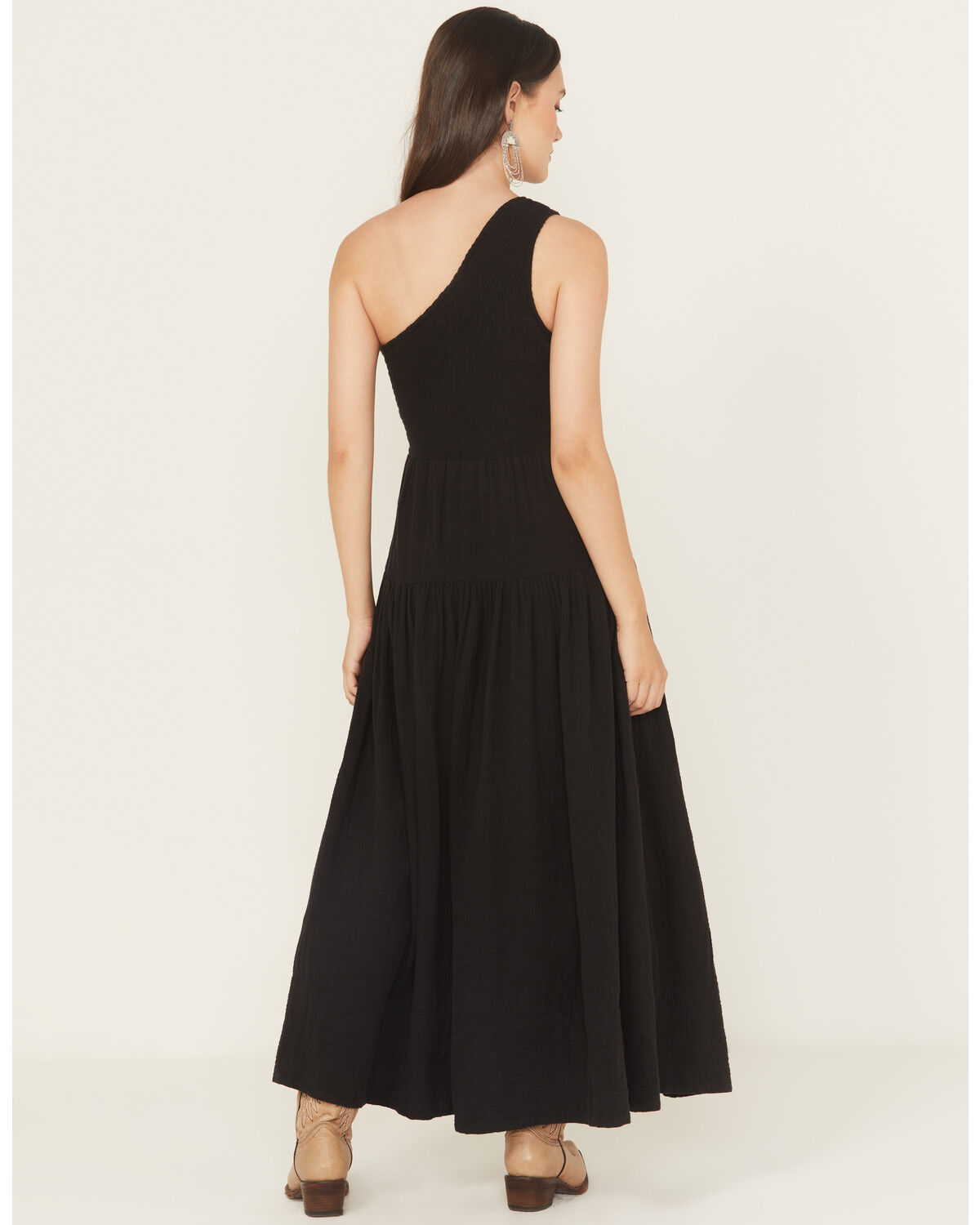Image #4 - Revel Women's Solid One Shoulder Midi Dress, Black, hi-res