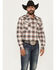 Image #1 - Kimes Ranch Men's Hays Plaid Print Long Sleeve Snap Stretch Western Shirt, Blue, hi-res
