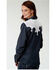 Roper Women's Star Long Sleeve Western Shirt, Navy, hi-res