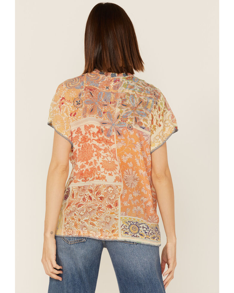 Johnny Was Women's Prima Patchwork Embroidered Floral Blouse, Multi, hi-res