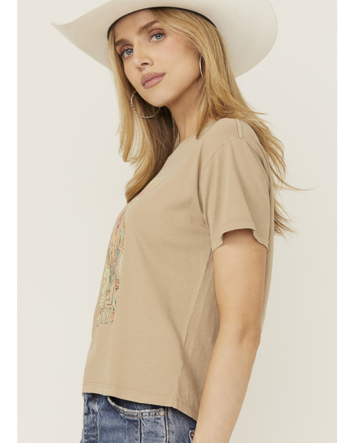 Image #2 - White Crow Women's Wild Rose Rhinestone Short Sleeve Graphic Tee, Grey, hi-res