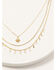 Image #1 - Shyanne Women's 3-piece Starburst & Dangle Charm Gold Layered Necklace Set, Gold, hi-res