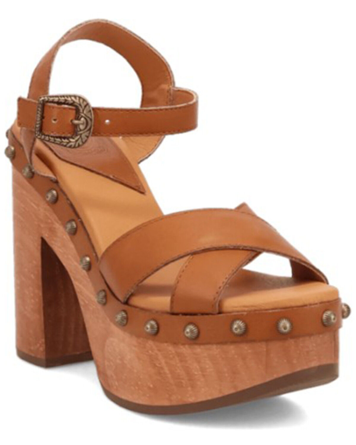 Image #1 - DIngo Women's Lotus Wooden Sandals, Tan, hi-res