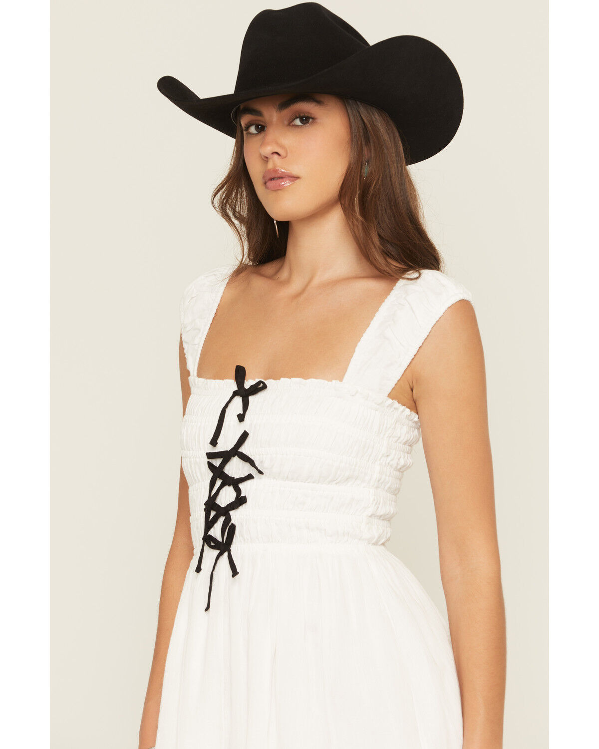 Image #2 - Show Me Your Mumu Women's Mabel Bow Smocked Sleeveless Mini Dress, White, hi-res