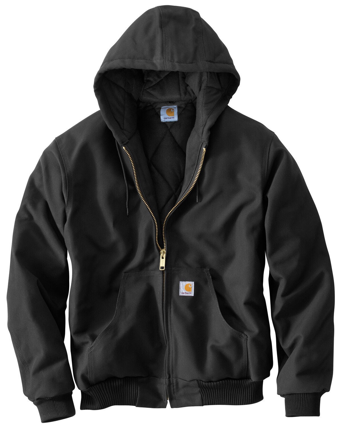Carhartt Men's Quilted Flannel Lined Duck Active Work Jacket, Black, hi-res